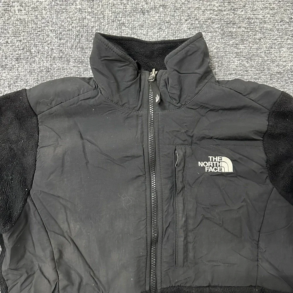 The North Face Jacket Womens Size M Black Denali Polartec Fleece Nylon Overlay